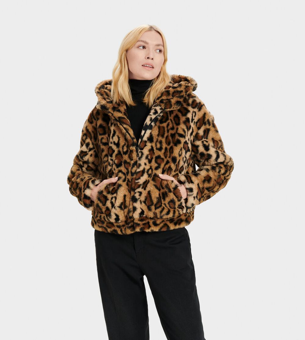 Ugg Hoodie Womens - Ugg Mandy Faux Fur Leopard - 497LBYAUQ